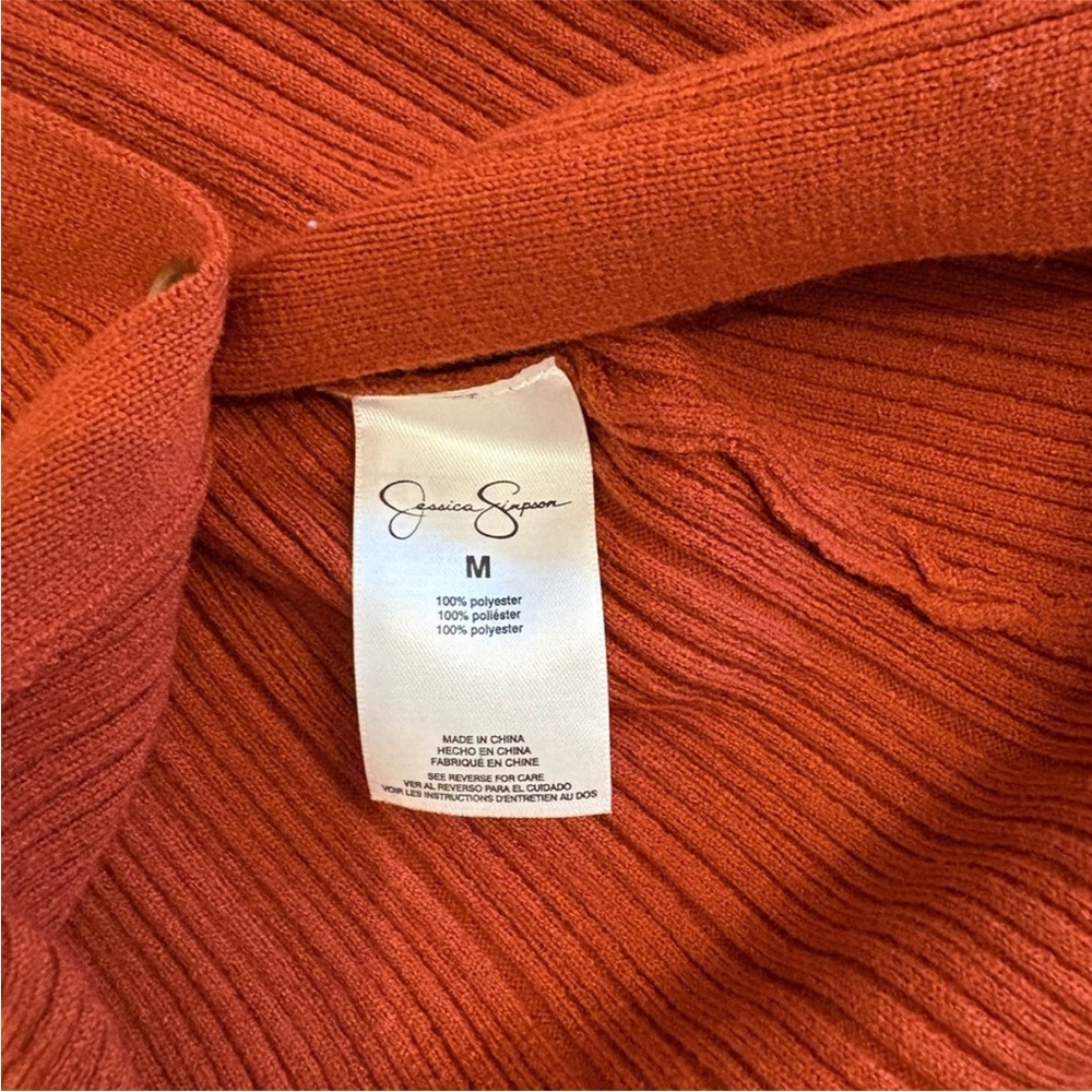 🧡🍂Jessica Simpson Rust Ribbed Midi Button Down Dress🍂🧡 Size Medium - Picture 10 of 10